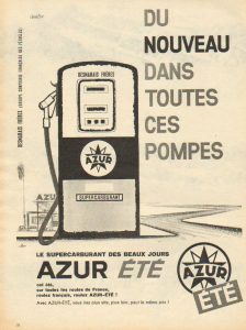 Publicité, 1950, essence AZUR ÉTÉ