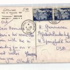 Verso carte postale Showroom Boutillon salon de l'auto, Paris 1957